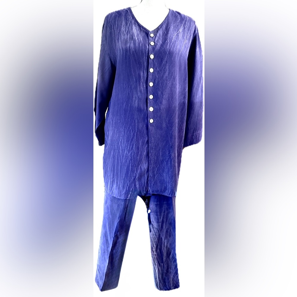 Chico's Periwinkle Purple Blue Pant Set Soft Microfiber Excellent Sz Ch 2 = L-XL